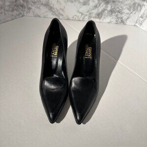 Versace Women's Black 100% Leather High Heel Stilettos Pumps Shoes US 7 IT 37